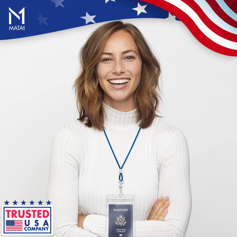 Mata1-USA Extra-Thick Passport & Identification Card Holders (Clear, 4x6 Inch, 50 Pack), Extra Large (XXL) Vertical Plastic ID Name Card Badge Holder with Zipper - Image 5